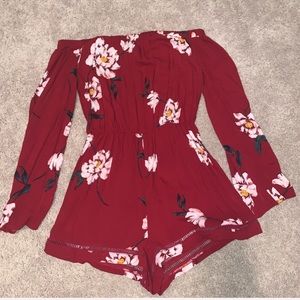 Red Floral Romper